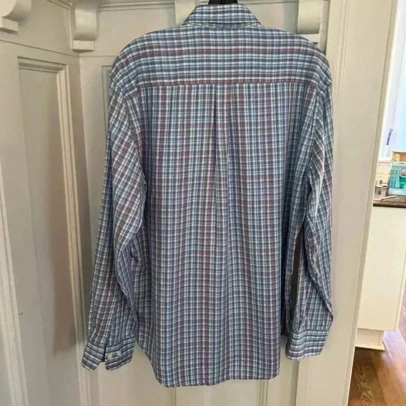 Peter Millar men’s button down blue plaid shirt cotton & SILK blend size large - Picture 2 of 9